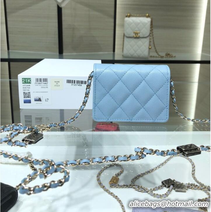 Top Quality Chanel mini leather Shoulder Bag AP2444 sky blue