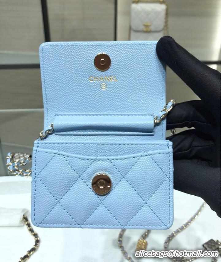 Top Quality Chanel mini leather Shoulder Bag AP2444 sky blue