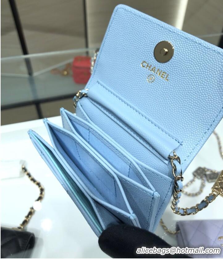 Top Quality Chanel mini leather Shoulder Bag AP2444 sky blue