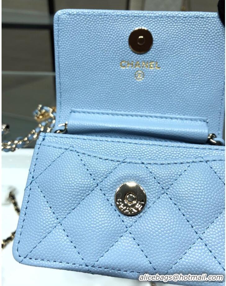 Top Quality Chanel mini leather Shoulder Bag AP2444 sky blue