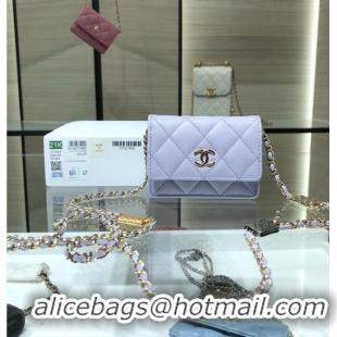 Spot Bulk Chanel mini leather Shoulder Bag AP2444 light purple