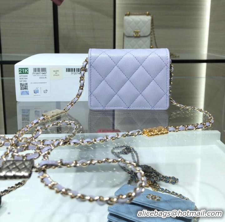 Spot Bulk Chanel mini leather Shoulder Bag AP2444 light purple