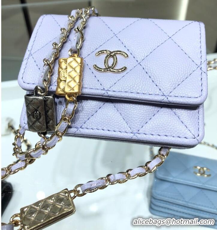 Spot Bulk Chanel mini leather Shoulder Bag AP2444 light purple