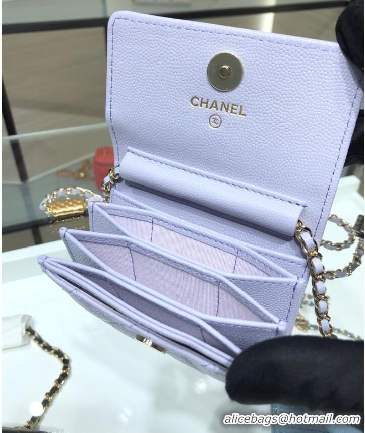 Spot Bulk Chanel mini leather Shoulder Bag AP2444 light purple