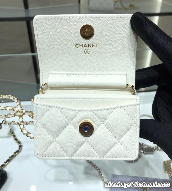 Luxury Classic Chanel mini leather Shoulder Bag AP2444 White