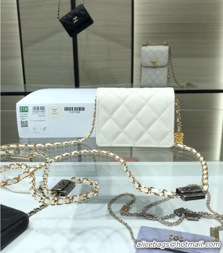 Luxury Classic Chanel mini leather Shoulder Bag AP2444 White