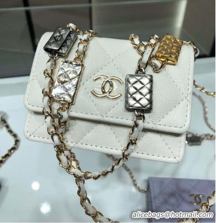 Luxury Classic Chanel mini leather Shoulder Bag AP2444 White