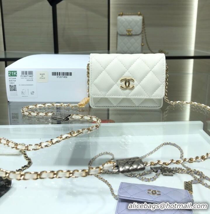 Luxury Classic Chanel mini leather Shoulder Bag AP2444 White