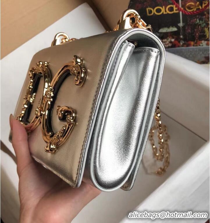 Famous Brand Dolce & Gabbana Origianl Leather Shoulder Bag 4006 silver