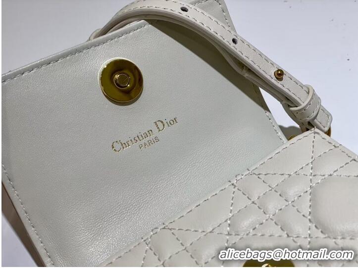 Famous Brand DIOR MINI BOBBY BAG Gradient Cannage Lambskin C0952 white