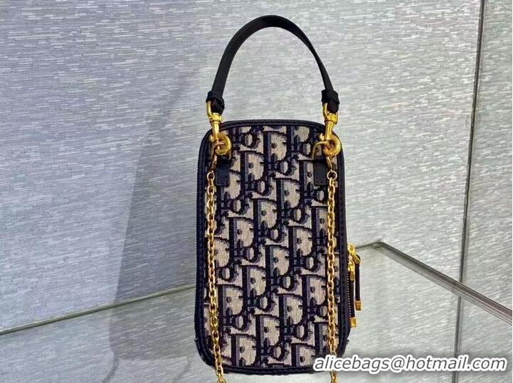 Super Quality DIOR MINI BOBBY BAG Embroidery C0955A dark blue