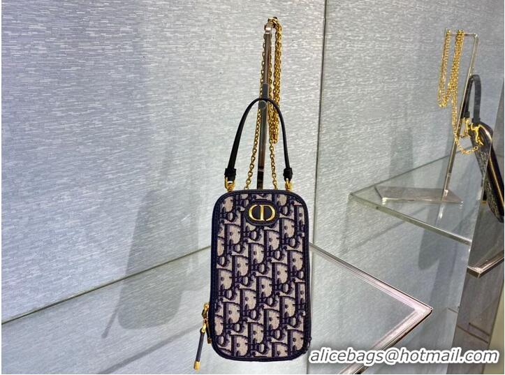 Super Quality DIOR MINI BOBBY BAG Embroidery C0955A dark blue