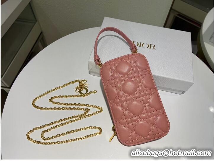 Good Quality DIOR MINI BOBBY BAG Gradient Cannage Lambskin C0955 pink