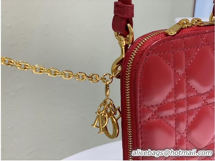 Low Cost DIOR MINI BOBBY BAG Gradient Cannage Lambskin C0955 red