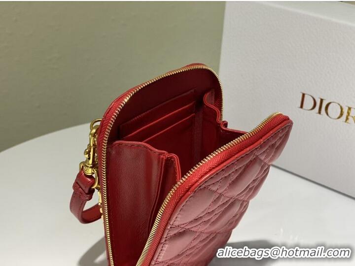 Low Cost DIOR MINI BOBBY BAG Gradient Cannage Lambskin C0955 red