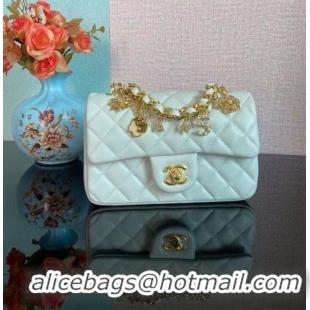 Famous Brand Chanel Classic Flap Shoulder Bag Original Sheepskin leather AS2326 White