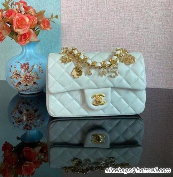 Famous Brand Chanel Classic Flap Shoulder Bag Original Sheepskin leather AS2326 White