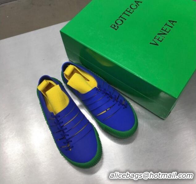 New Style Bottega Veneta Climber Rubber Lace-up Sneakers 112208 Yellow/Blue/Green