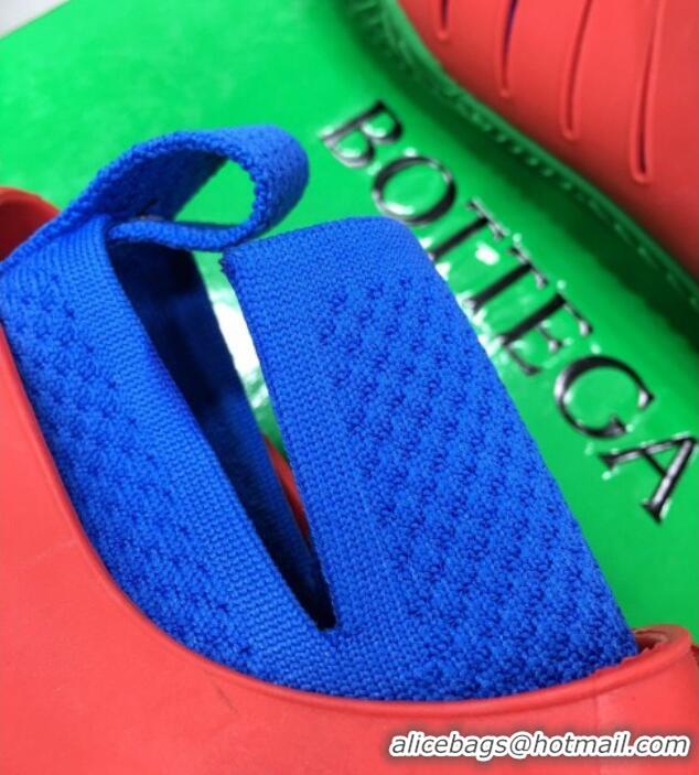 Luxury Bottega Veneta Climber Rubber Lace-up Sneakers 112208 Blue/Red/Green