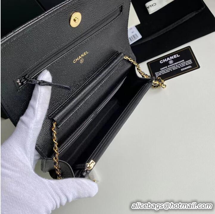 Grade Quality Chanel WOC Original Caviar Leather Flap cross-body bag CC33814 black& Gold chain