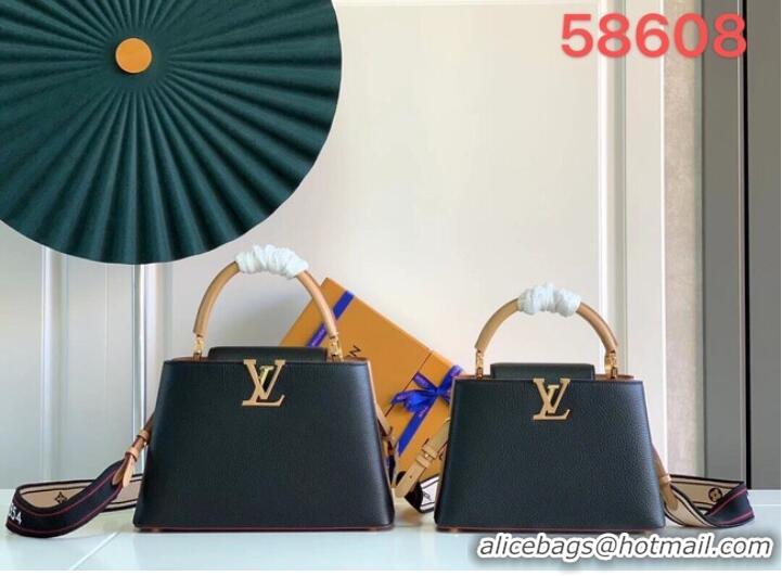 Wholesale Louis Vuitton CAPUCINES MM M58608 Black&Arizona Beige