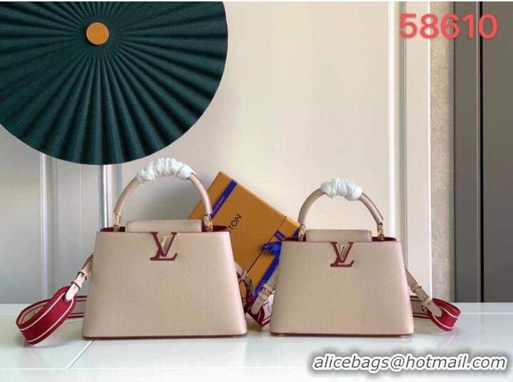 Spot Bulk Louis Vuitton CAPUCINES MM M58608 Eggshell&Lie de Vin Red