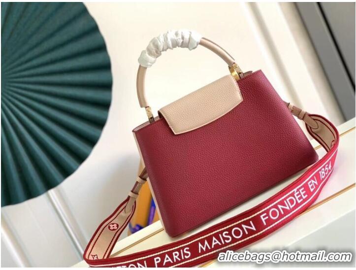 Spot Bulk Louis Vuitton CAPUCINES MM M58608 Eggshell&Lie de Vin Red