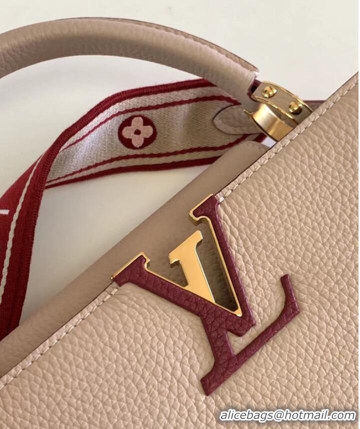 Spot Bulk Louis Vuitton CAPUCINES MM M58608 Eggshell&Lie de Vin Red