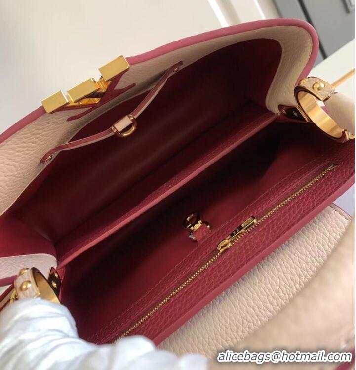 Spot Bulk Louis Vuitton CAPUCINES MM M58608 Eggshell&Lie de Vin Red