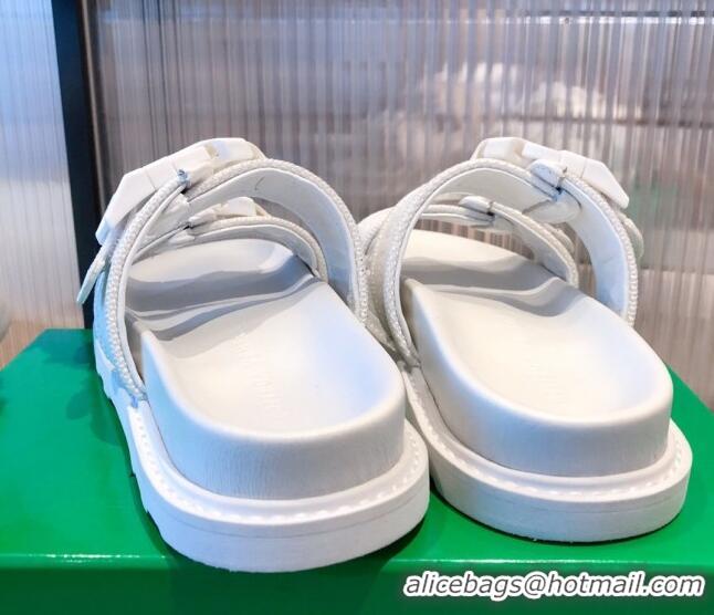 Affordable Price Bottega Veneta Fabric Flat Slide Sandals White 112341