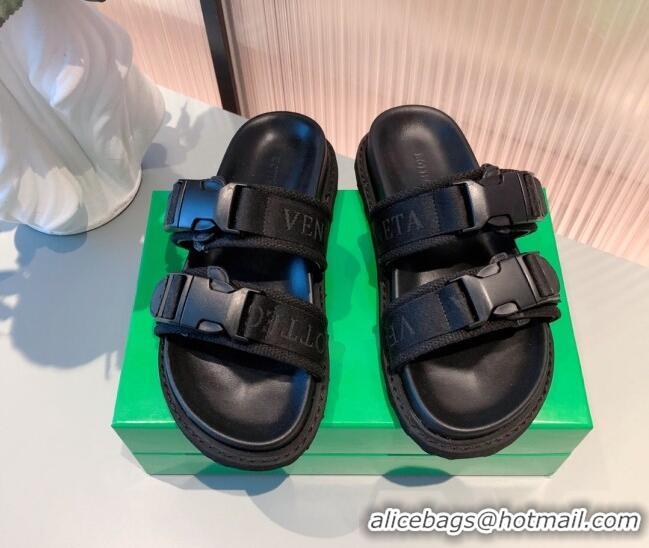 Super Quality Bottega Veneta Fabric Flat Slide Sandals 112341 Black