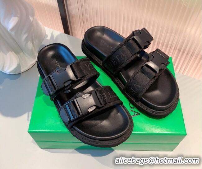 Super Quality Bottega Veneta Fabric Flat Slide Sandals 112341 Black