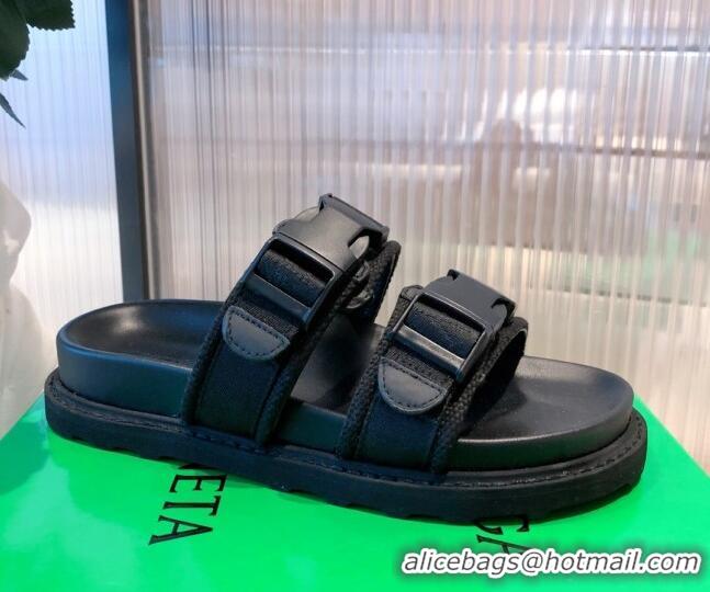 Super Quality Bottega Veneta Fabric Flat Slide Sandals 112341 Black