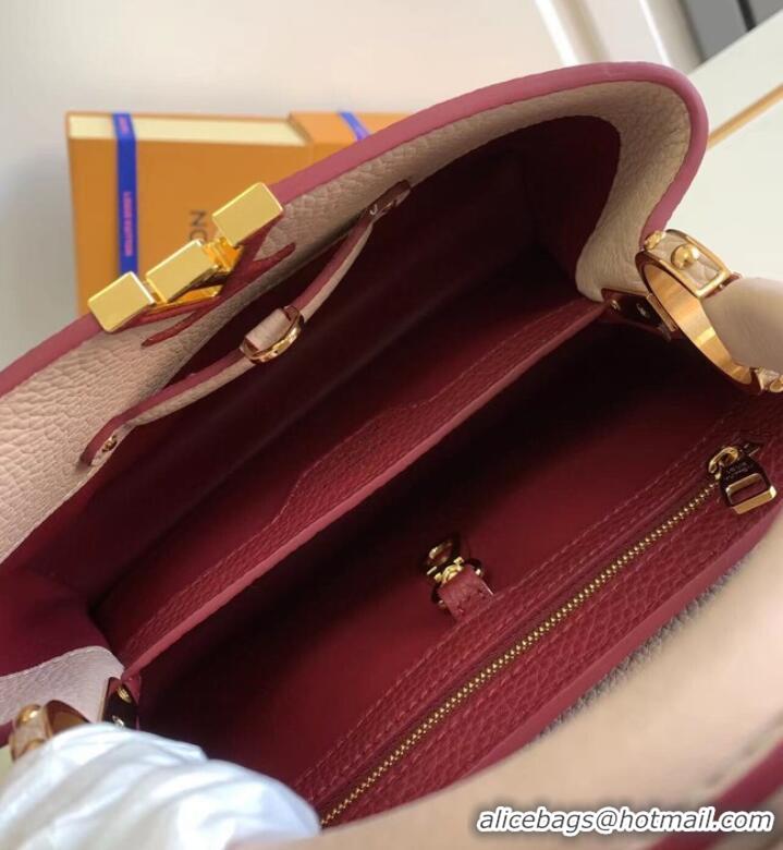 Luxury Cheap Louis Vuitton CAPUCINES BB M59266 Eggshell&Lie de Vin Red