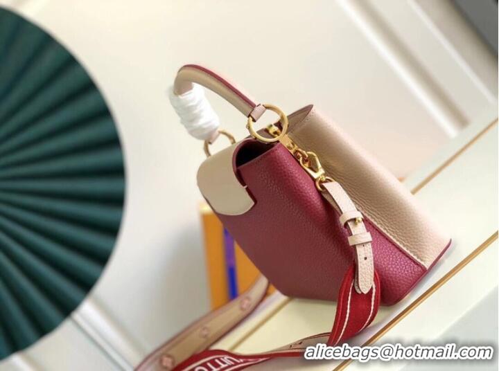 Luxury Cheap Louis Vuitton CAPUCINES BB M59266 Eggshell&Lie de Vin Red