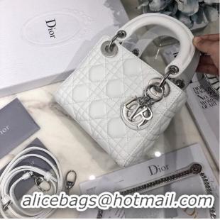 Modern Classic MINI LADY DIOR BAG Lambskin M0566OW white&silver