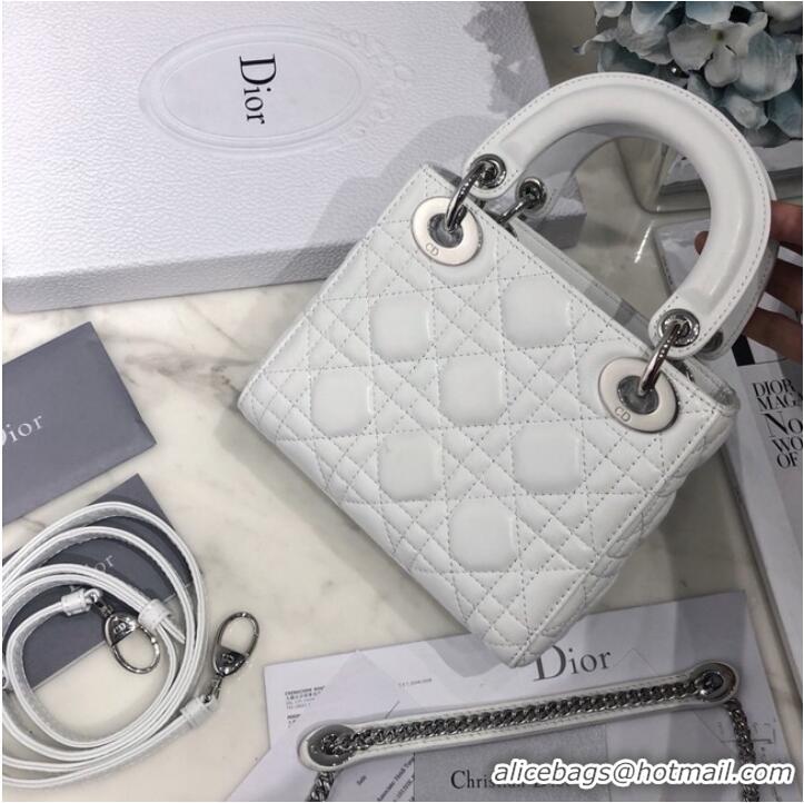 Modern Classic MINI LADY DIOR BAG Lambskin M0566OW white&silver