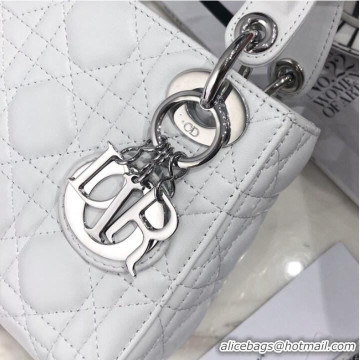 Modern Classic MINI LADY DIOR BAG Lambskin M0566OW white&silver