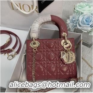 Buy Discount MINI LADY DIOR BAG Patent Cannage Calfskin M0566OW pink&gold