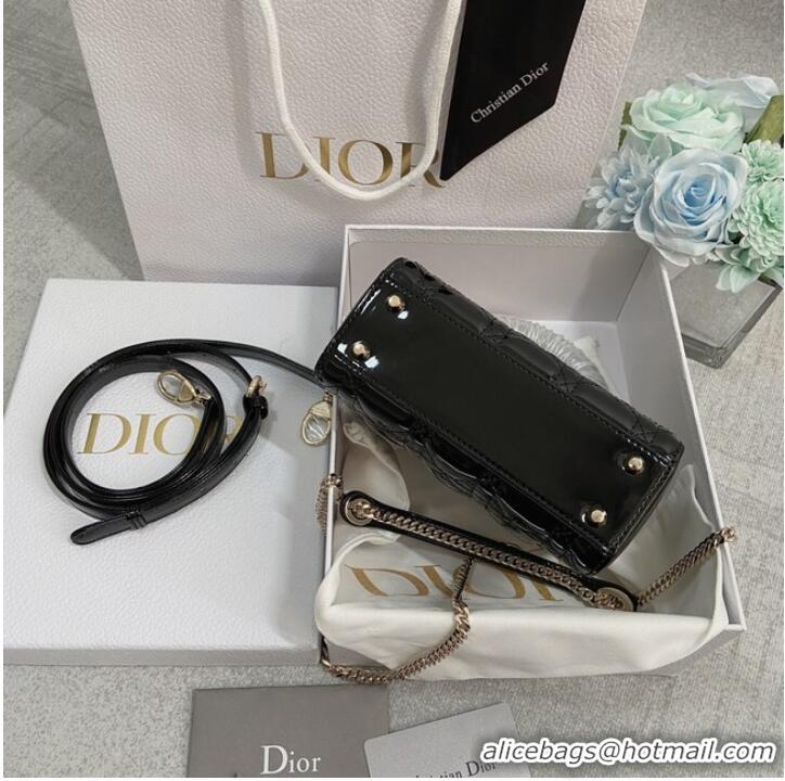 Buy Classic MINI LADY DIOR BAG Patent Cannage Calfskin M0566OW black&gold