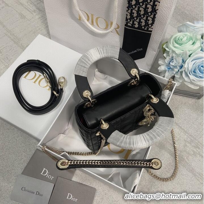 Market Sells MINI LADY DIOR BAG Lambskin M0566OW black&gold