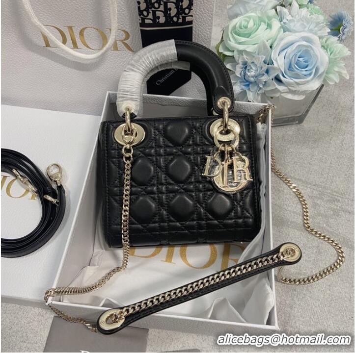 Market Sells MINI LADY DIOR BAG Lambskin M0566OW black&gold