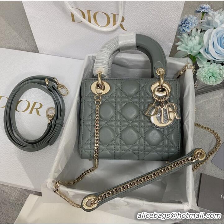 Most Popular MINI LADY DIOR BAG Lambskin M0566OW gray&gold