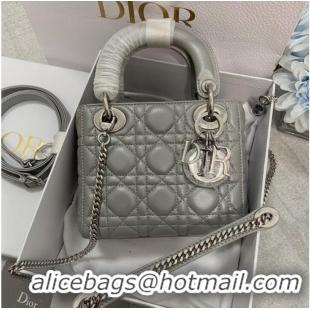 Top Quality MINI LADY DIOR BAG Patent Cannage Calfskin M0566OW gray&silver