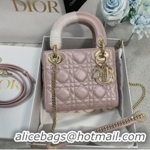 Top Quality MINI LADY DIOR BAG Lambskin M0566OW Pearlescent powder&gold