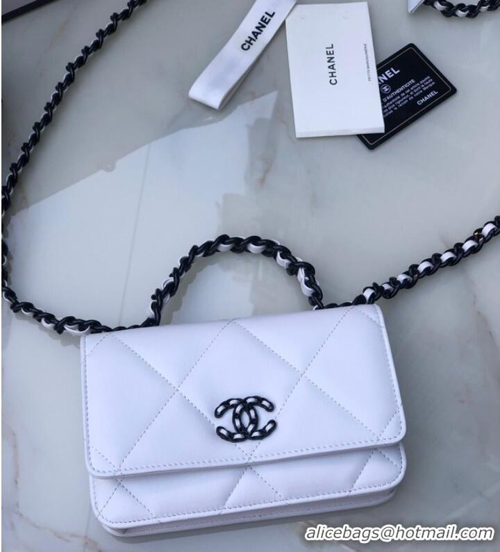 Low Cost Chanel Flap Shoulder Bag mini Original leather AS0957 white