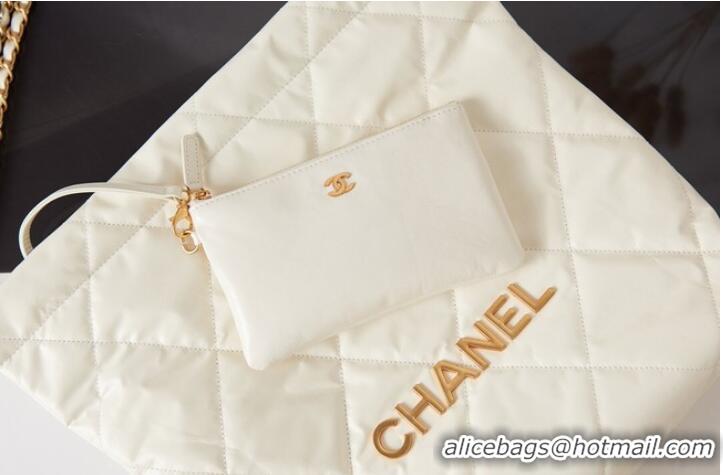 Grade Chanel SHOPPING BAG Calfskin & Gold-Tone Meta AS3261 white