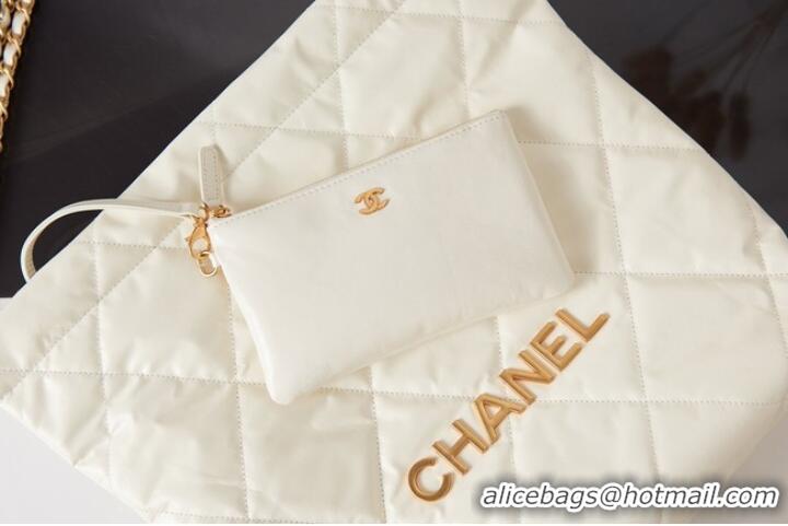 Grade Chanel SHOPPING BAG Calfskin & Gold-Tone Meta AS3261 white