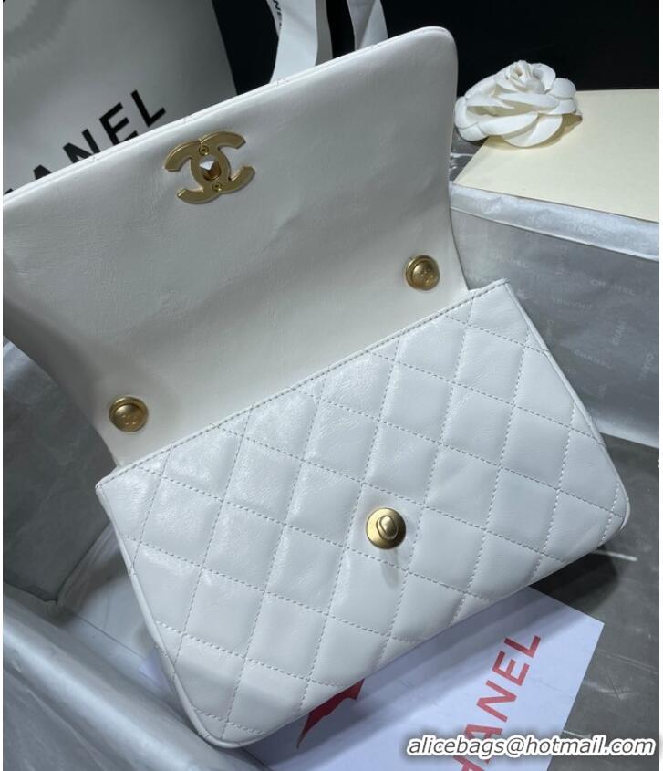 Promotional Chanel SMALL FLAP BAG Calfskin Imitation Pearls & Gold-Tone Metal AS3001 white