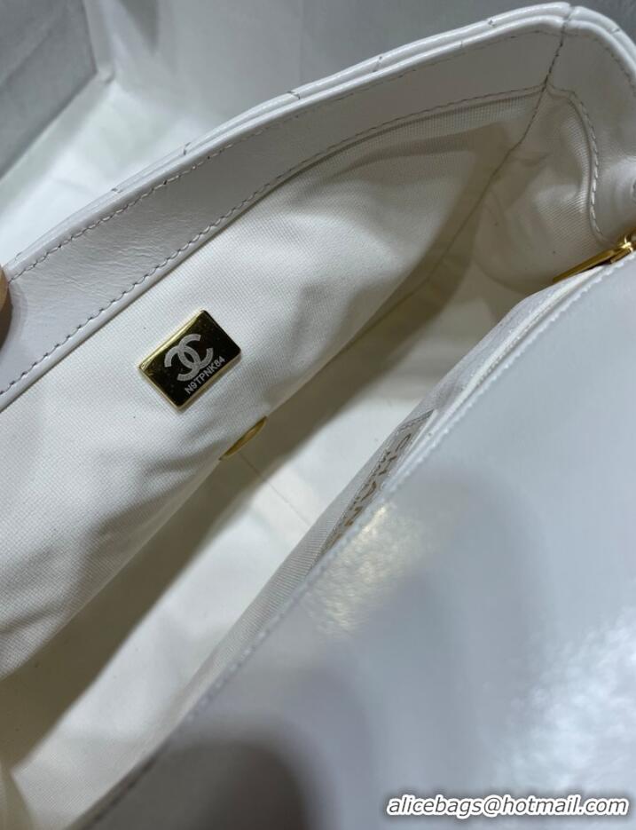 Promotional Chanel SMALL FLAP BAG Calfskin Imitation Pearls & Gold-Tone Metal AS3001 white